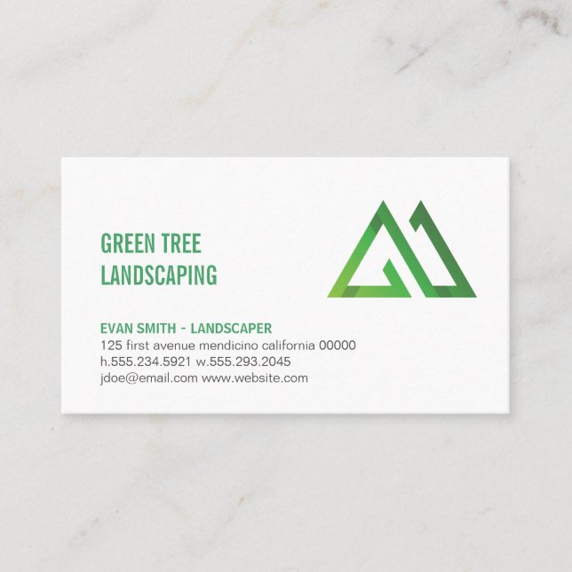 Carte De Visite Géométrique verte | Logo naturel stylisé (Devant)