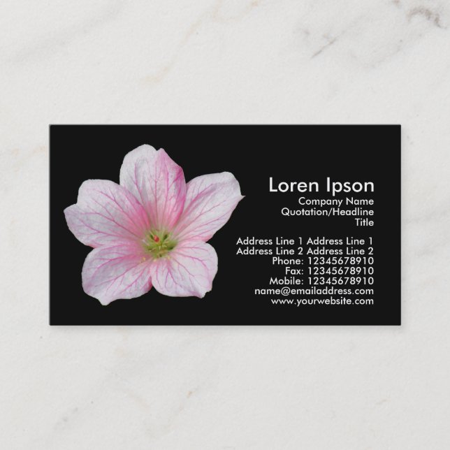 Carte De Visite Géranium rose - Noir (Devant)