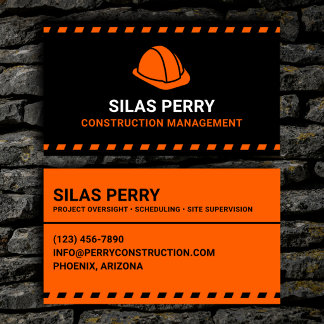 Carte De Visite Gestion de construction Casque orange