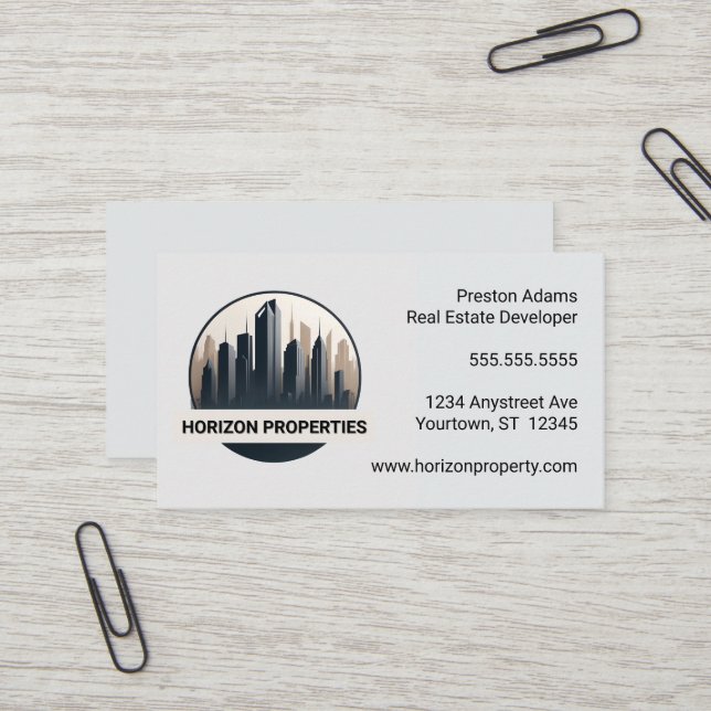 Carte De Visite Gestion de l'agent de développement immobilier (Devant/Arrière en situation)