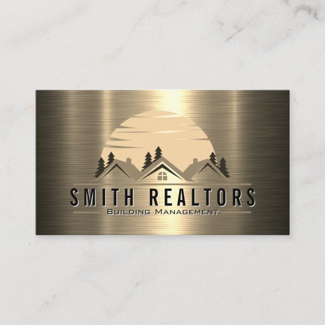 Carte De Visite Gestion des bâtiments | Immobilier | Métal or (Devant)