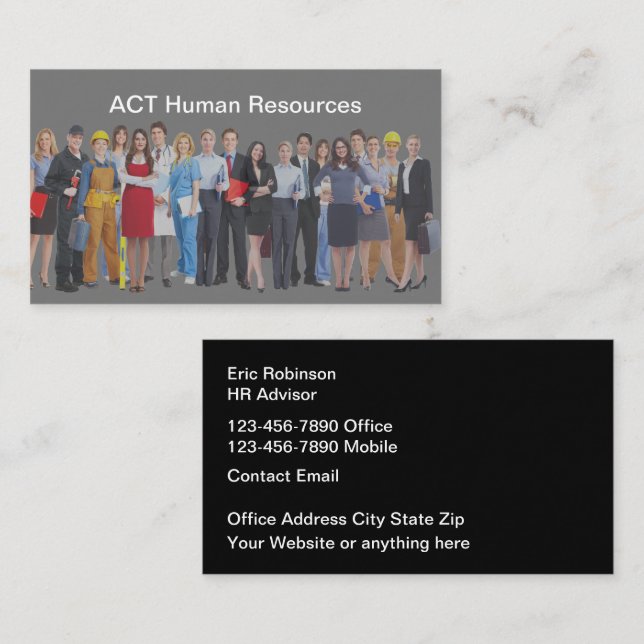 Carte De Visite Gestion Des Ressources Humaines Et Des Activités (Devant / Derrière)