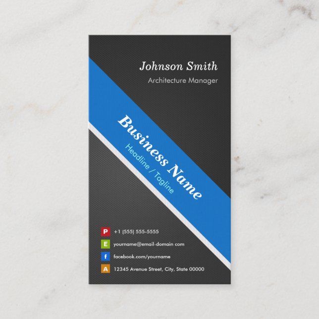 Carte De Visite Gestionnaire d'architecture - Bleu noir Premium (Devant)