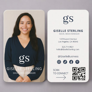 Carte De Visite Gestionnaire de médias sociaux Code QR photo Profe