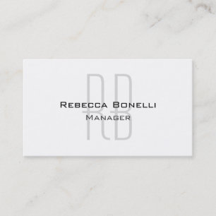 Carte De Visite Gestionnaire de monogramme gris blanc clair unique