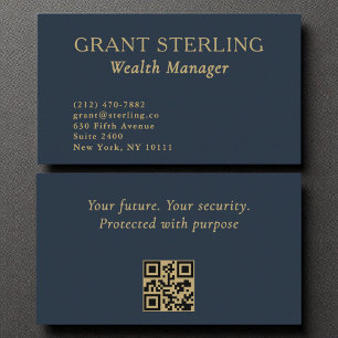 Carte De Visite Gestionnaire de patrimoine Minimaliste Marine Blue