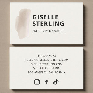 Carte De Visite Gestionnaire de Propriété de Luxe Beige Neutre Aqu