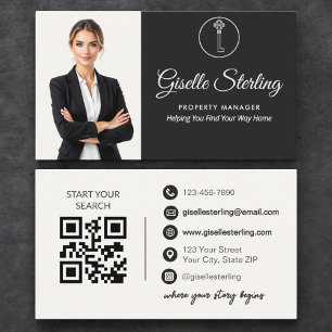 Carte De Visite Gestionnaire de Propriété de Luxe Code QR Photo Ne
