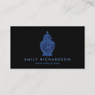 Carte De Visite Ginger Jar Pottery Logo Designer noir/bleu