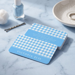 Carte De Visite Gingham Bleu Classique