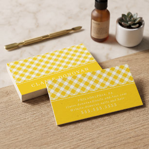 Carte De Visite Gingham Jaune Ensoleillé