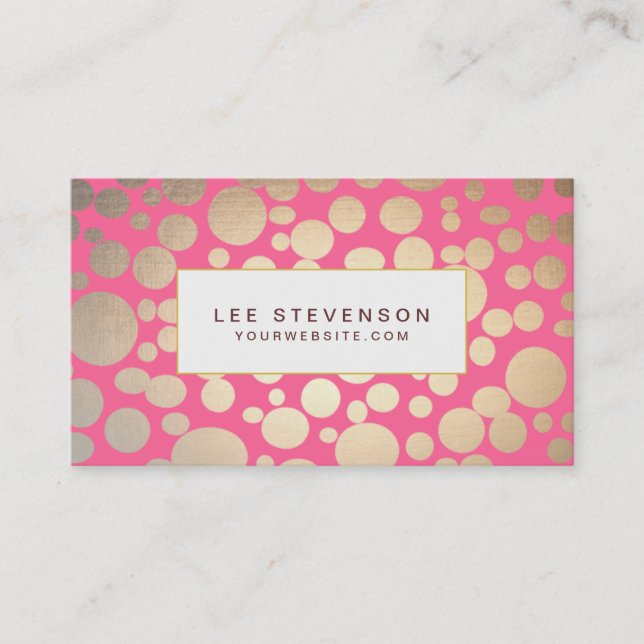 Carte De Visite Girls Faux Gold Leaf Cercles rose (Devant)