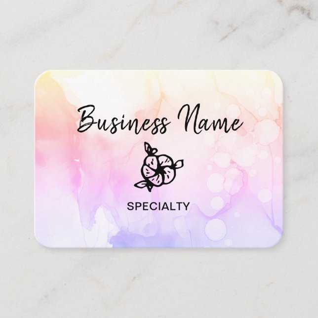Carte De Visite *~* Girly Abstrait Ombre Pastel Peach Logo Code QR (Devant)