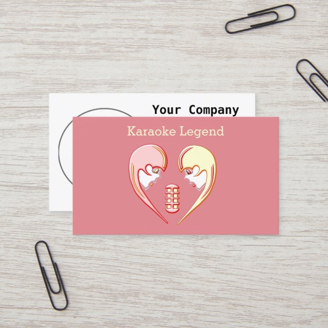 Carte De Visite Girly BFF Karaoke Love Heart (Devant/Arrière en situation)