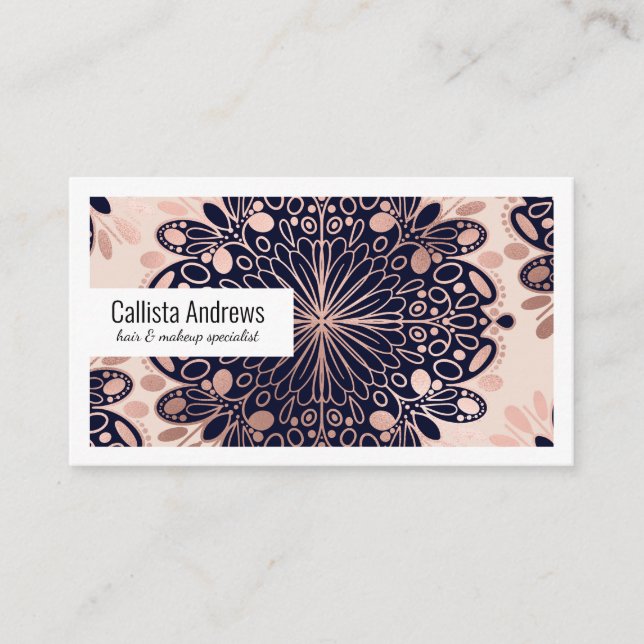 Carte De Visite Girly Boho Rose Gold Blush (Devant)