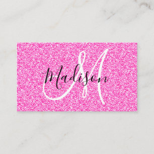 Carte De Visite Girly & Glam Rose Chaud Paillettes Étincelles Mono