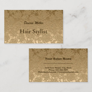 Carte De Visite Girly Gold Moderne Floral Hair Styliste Metallic