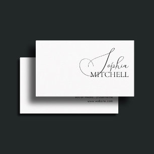 Carte De Visite Girly Modern Calligraphy Minimalist White