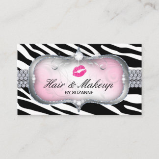 Carte De Visite Girly Pink Zebra Hair Styliste Rendez-vous rappel