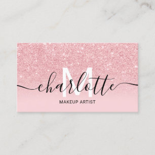 Carte De Visite Girly rose parties scintillant ombre scintille nom