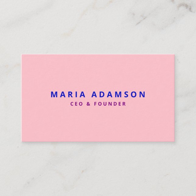 Carte De Visite Girly Stylish Pink Fondateur Président Directeur G (Devant)