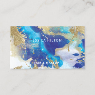 Carte De Visite Glacet d'or abstrait élégant lavage d'aquarelle bu