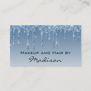 Carte De Visite Glam Blue Paillettes Qui Coulent Maquilleuse