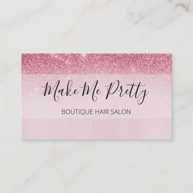 Carte De Visite Glam Blush rose Parties scintillant Ombre rose Sal (Devant)