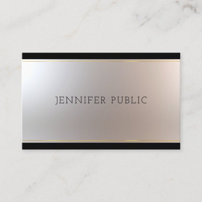 Carte De Visite Glam de goût Unique Or Argent Moderne Plain (Devant)