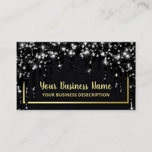 Carte De Visite Glam Driving Black Parties scintillant Gold Médias