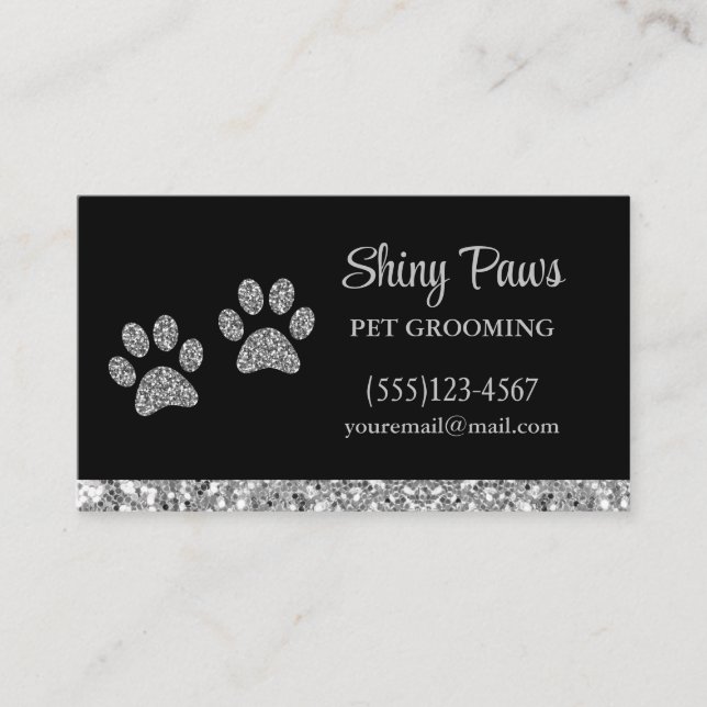 Carte De Visite Glam Empreinte de patte Chien Animaux Parties scin (Devant)