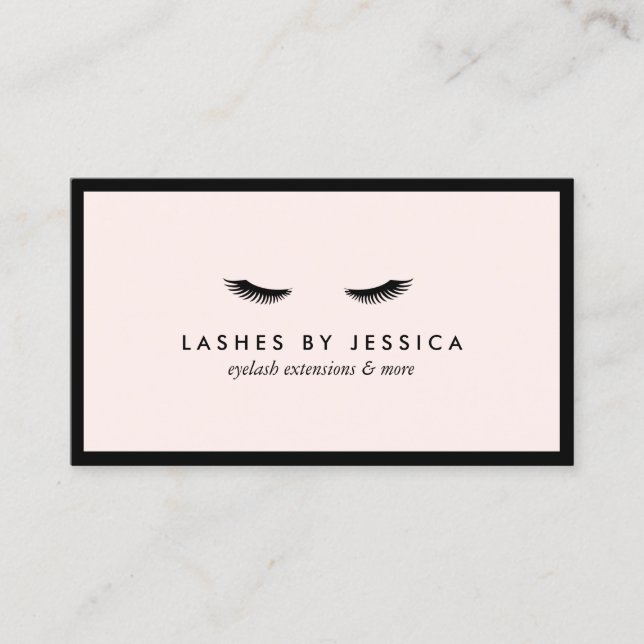 Carte De Visite Glam Eyelashes Classique Noir et Rose (Devant)