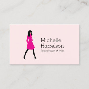 Carte De Visite Glam Fashion Girl Style Blogger, Boutique Rose