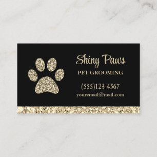 Carte De Visite Glam Gold Parties scintillant Chien Empreinte de p