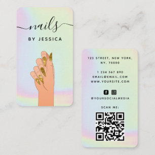 Carte De Visite Glam Gold Parties scintillant clous Holographique 