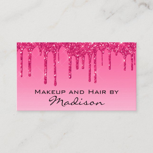 Carte De Visite Glam Hot rose gouttes de Parties scintillant de ma (Devant)