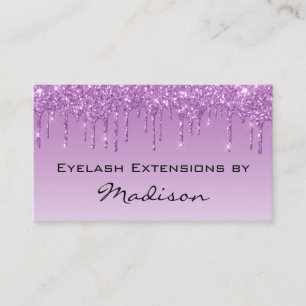 Carte De Visite Glam Lilas Violet Paillettes Drips Maquillage Cils