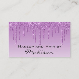 Carte De Visite Glam Lilas Violet Paillettes Gouttes Artiste Maqui