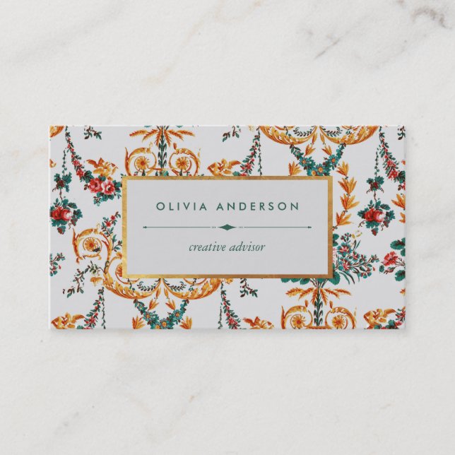 Carte De Visite Glam Luxe Antique Château Français Roses Papier pe (Devant)