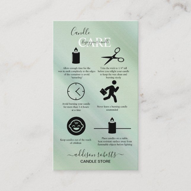 Carte De Visite Glam moderne Iridescente Sparkle Candle Care Busin (Devant)