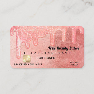 Carte De Visite Glam Peach Pink épais Parties scintillant Drift Cr