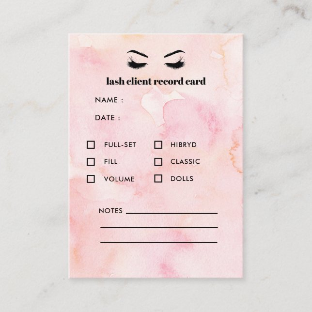 Carte De Visite Glam PINK Extension Eyelash Consultation des clien (Devant)