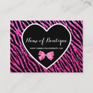 Carte De Visite Glam rose et noir Zebra FAUX Glitz Boutique