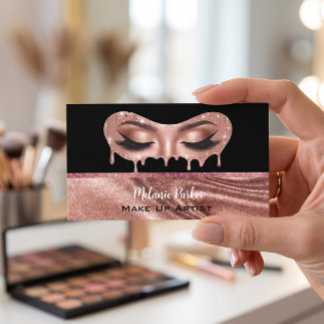 Carte De Visite Glam Rose Gold Glitter Drip Eyes Maquilleuse