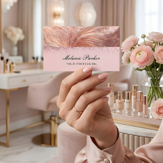 Carte De Visite Glam Rose Gold Pailleté Abstrait Métallique