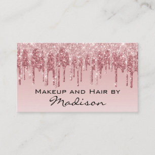 Carte De Visite Glam Rose Gold Pailleté Drips Artiste Maquilleuse
