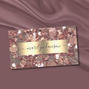 Carte De Visite Glam Rose Gold Parties scintillant Foil