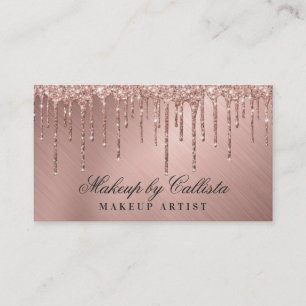 Carte De Visite Glam Rose Gold Parties scintillant métal  gouttes 