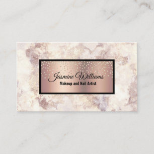 Carte De Visite Glam Rose Gold Veine Marbre et or Foil Parties sci