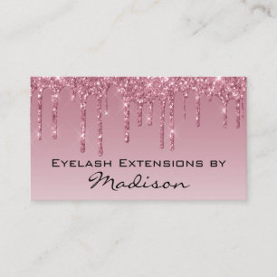 Carte De Visite Glam Rose Gold Violet Paillettes Gouttes Faux Cils